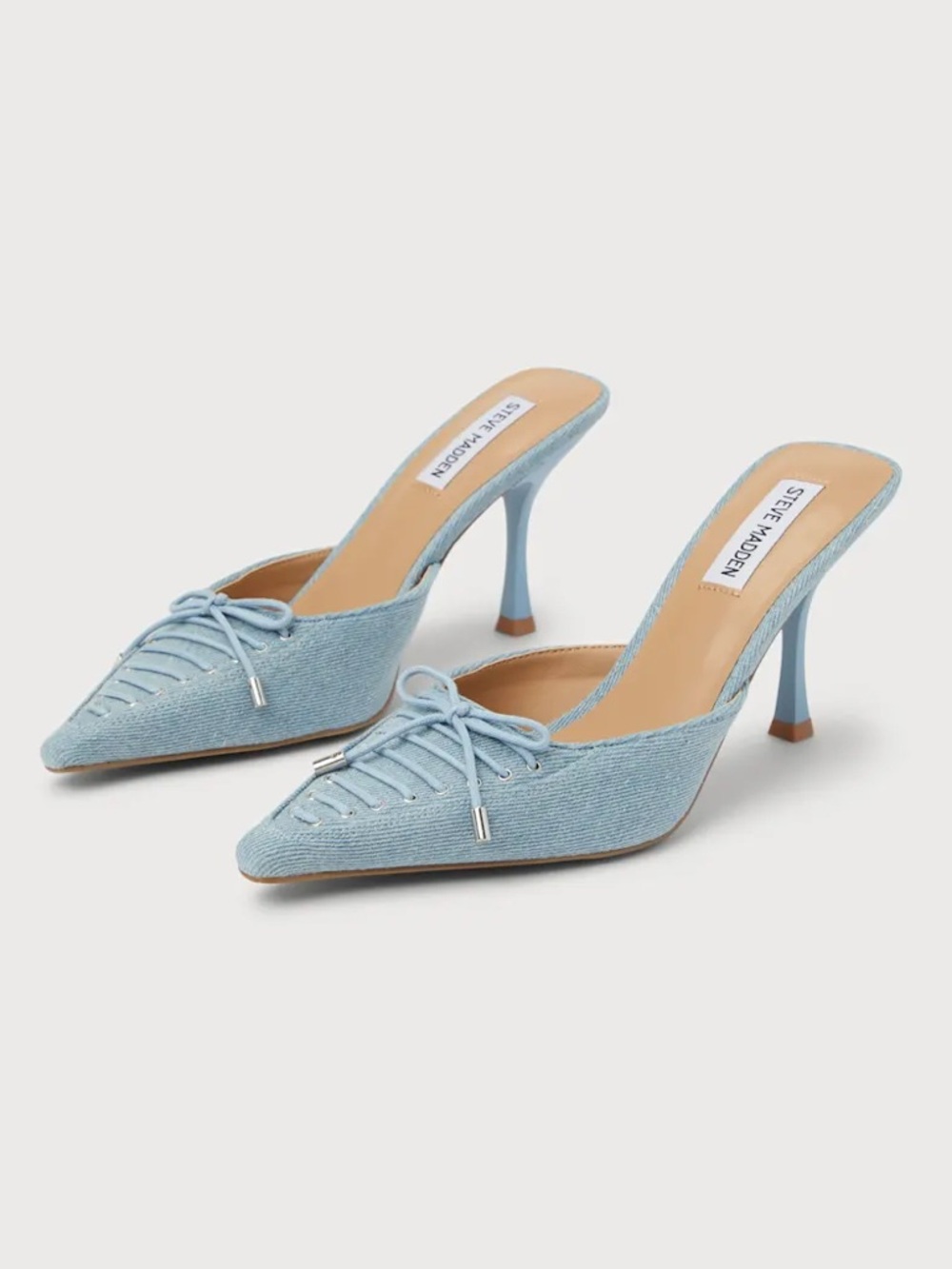 Steve Madden Brianne Blue Denim Pointed-Toe Mule Pumps